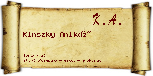 Kinszky Anikó névjegykártya